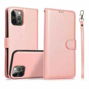 For iPhone 13 Pro Max Calf Texture 2 in 1 Detachable Magnetic Back Cover Horizontal Flip Leather Case with Holder & Card Slots & Wallet & Photo Frame (Rose Gold)