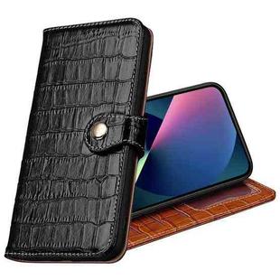 Crocodile Texture Horizontal Flip Top Layer Cowhide Leather Case with Holder & Card Slots & Wallet & Photo Frame For iPhone 13 mini(Black)