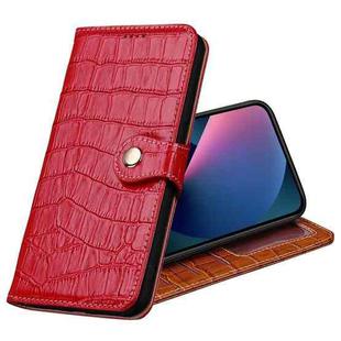 Crocodile Texture Horizontal Flip Top Layer Cowhide Leather Case with Holder & Card Slots & Wallet & Photo Frame For iPhone 13 mini(Red)