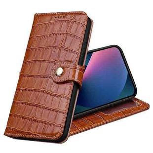 Crocodile Texture Horizontal Flip Top Layer Cowhide Leather Case with Holder & Card Slots & Wallet & Photo Frame For iPhone 13 mini(Brown)