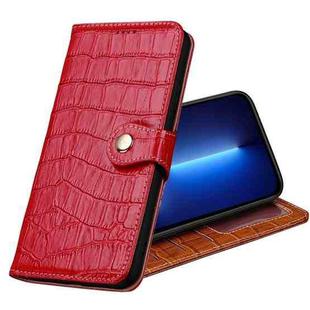 Crocodile Texture Horizontal Flip Top Layer Cowhide Leather Case with Holder & Card Slots & Wallet & Photo Frame For iPhone 13 Pro Max(Red)