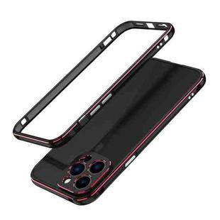 For iPhone 13 Pro Max Aurora Series Lens Protector + Metal Frame Protective Case (Black Red)