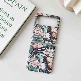 For Samsung Galaxy Z Flip3 5G Small Floral Shockproof PC + Water Paste Protective Case(Flower Bush Green Leaves)