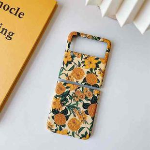 For Samsung Galaxy Z Flip3 5G Small Floral Shockproof PC + Water Paste Protective Case(Yellow Chrysanthemum)