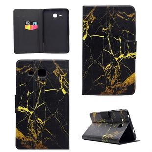 For Galaxy Tab A 7.0 (2016) T280 TPU Horizontal Flip Leather Case with Holder & Card Slot & Sleep / Wake-up Function(Black Gold)