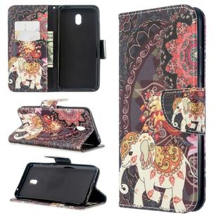 For Xiaomi Redmi 8A Colored Drawing Pattern Horizontal Flip Leather Case with Holder & Card Slots & Wallet(Flower Elephant)