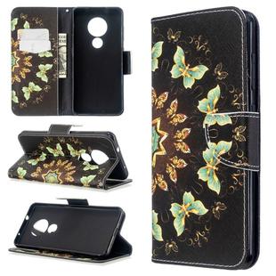 For Nokia 6.2 / 7.2 Colored Drawing Pattern Horizontal Flip Leather Case with Holder & Card Slots & Wallet(Butterfly)