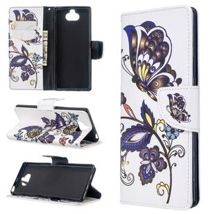 For Sony Xperia 20 Colored Drawing Pattern Horizontal Flip Leather Case with Holder & Card Slots & Wallet(White Butterfly)