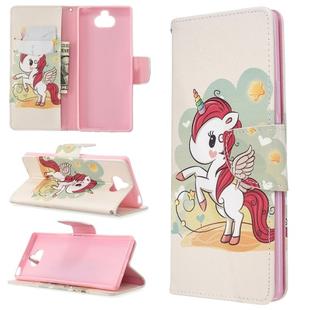 For Sony Xperia 20 Colored Drawing Pattern Horizontal Flip Leather Case with Holder & Card Slots & Wallet(Unicorn)