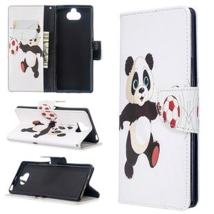 For Sony Xperia 20 Colored Drawing Pattern Horizontal Flip Leather Case with Holder & Card Slots & Wallet(Football Panda)