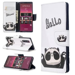 For Sony Xperia 5 /  XZ5 Colored Drawing Pattern Horizontal Flip Leather Case with Holder & Card Slots & Wallet(Hello Panda)