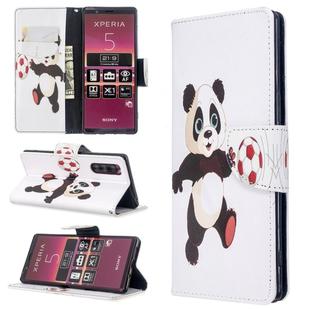 For Sony Xperia 5 /  XZ5 Colored Drawing Pattern Horizontal Flip Leather Case with Holder & Card Slots & Wallet(Football Panda)