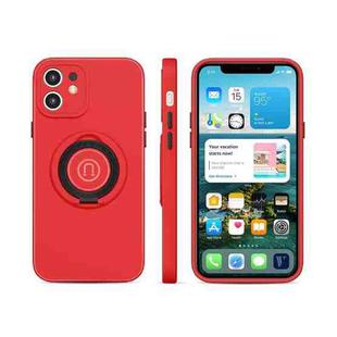 Skin Feel 2 in 1 Magnetic PC + TPU Shockproof Case with Ring Holder For iPhone 12 mini(Red)
