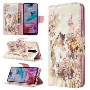 For Xiaomi Redmi 8 3D Colored Drawing Pattern Horizontal Flip Leather Case, with Holder & Card Slots & Wallet(Little Cat)