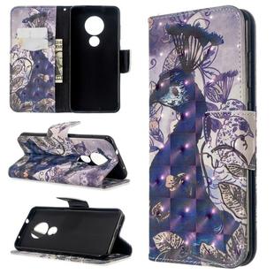 For Nokia 6.2 / 7.2 3D Colored Drawing Pattern Horizontal Flip Leather Case, with Holder & Card Slots & Wallet(Peacock)