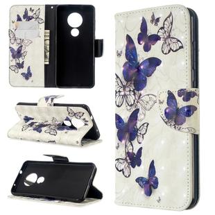 For Nokia 6.2 / 7.2 3D Colored Drawing Pattern Horizontal Flip Leather Case, with Holder & Card Slots & Wallet(Butterflies)