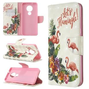 For Nokia 6.2 / 7.2 3D Colored Drawing Pattern Horizontal Flip Leather Case, with Holder & Card Slots & Wallet(English Flamingo)