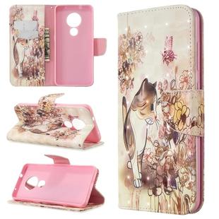 For Nokia 6.2 / 7.2 3D Colored Drawing Pattern Horizontal Flip Leather Case, with Holder & Card Slots & Wallet(Little Cat)