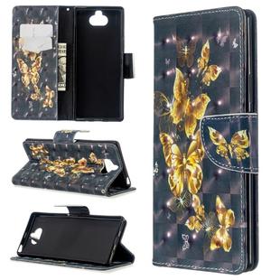 For Sony Xperia 20 3D Colored Drawing Pattern Horizontal Flip Leather Case, with Holder & Card Slots & Wallet(Black Background Butterfly)