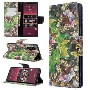For Sony Xperia 5 / XZ5 3D Colored Drawing Pattern Horizontal Flip Leather Case, with Holder & Card Slots & Wallet(Green Butterfly)