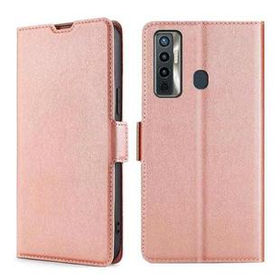 For Tecno Camon 17 Ultra-thin Voltage Side Buckle PU + TPU Horizontal Flip Leather Case with Holder & Card Slot(Rose Gold)