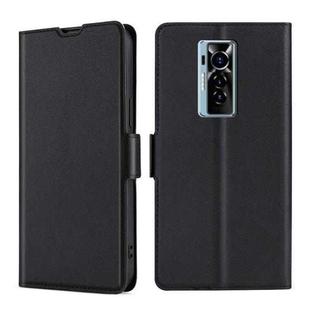 For Tecno Phantom X Ultra-thin Voltage Side Buckle PU + TPU Horizontal Flip Leather Case with Holder & Card Slot(Black)