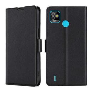 For Tecno Pop 5 Ultra-thin Voltage Side Buckle PU + TPU Horizontal Flip Leather Case with Holder & Card Slot(Black)