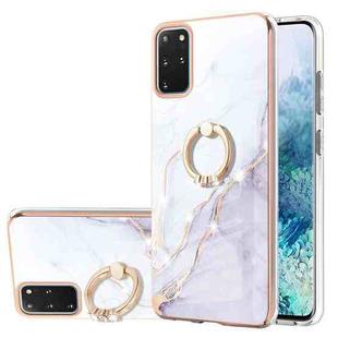 For Samsung Galaxy S20+ Electroplating Marble Pattern IMD TPU Shockproof Case with Ring Holder(White 006)