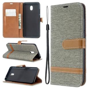 For Xiaomi Redmi 8A Color Matching Denim Texture Horizontal Flip PU Leather Case with Holder & Card Slots & Wallet & Lanyard(Gray)