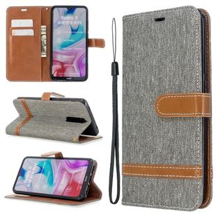 For Xiaomi Redmi 8 Color Matching Denim Texture Horizontal Flip PU Leather Case with Holder & Card Slots & Wallet & Lanyard(Gray)