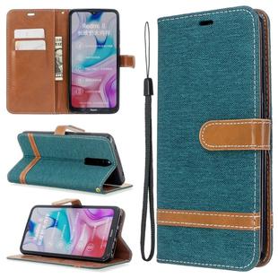 For Xiaomi Redmi 8 Color Matching Denim Texture Horizontal Flip PU Leather Case with Holder & Card Slots & Wallet & Lanyard(Green)