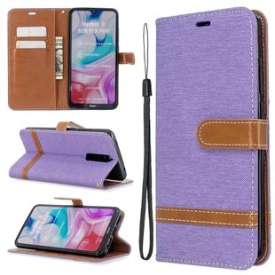 For Xiaomi Redmi 8 Color Matching Denim Texture Horizontal Flip PU Leather Case with Holder & Card Slots & Wallet & Lanyard(Purple)
