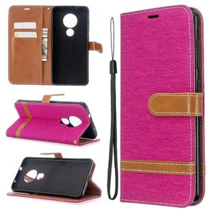 For Nokia 6.2 / 7.2 Color Matching Denim Texture Horizontal Flip PU Leather Case with Holder & Card Slots & Wallet & Lanyard(Rose Red)