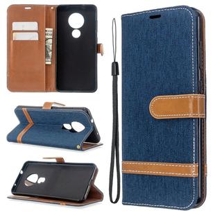 For Nokia 6.2 / 7.2 Color Matching Denim Texture Horizontal Flip PU Leather Case with Holder & Card Slots & Wallet & Lanyard(Dark Blue)