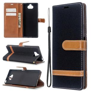 For Sony Xperia 20 Color Matching Denim Texture Horizontal Flip PU Leather Case with Holder & Card Slots & Wallet & Lanyard(Black)