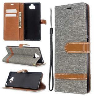 For Sony Xperia 20 Color Matching Denim Texture Horizontal Flip PU Leather Case with Holder & Card Slots & Wallet & Lanyard(Gray)
