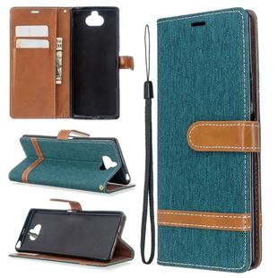 For Sony Xperia 20 Color Matching Denim Texture Horizontal Flip PU Leather Case with Holder & Card Slots & Wallet & Lanyard(Green)