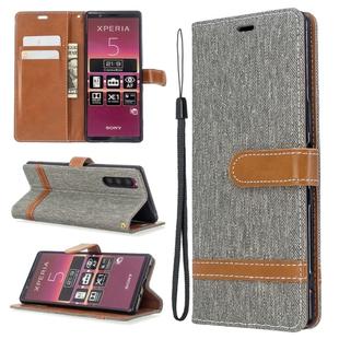 For Sony Xperia 5 / XZ5 Color Matching Denim Texture Horizontal Flip PU Leather Case with Holder & Card Slots & Wallet & Lanyard(Gray)