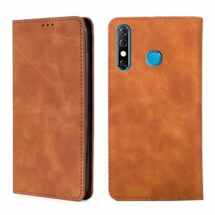 For Infinix Hot 8 / Hot 8 Lite X650 X650B / Tecon Camon 12 CC7 Sp Skin Feel Magnetic Horizontal Flip Leather Case with Holder & Card Slots(Light Brown)