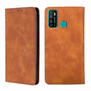 For Infinix Hot 9 / Note 7 Lite X655C Skin Feel Magnetic Horizontal Flip Leather Case with Holder & Card Slots(Light Brown)