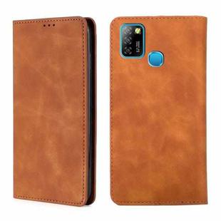 For Infinix Hot 10 Lite / Smart 5 X657 Skin Feel Magnetic Horizontal Flip Leather Case with Holder & Card Slots(Light Brown)