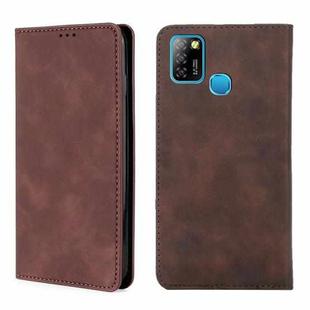 For Infinix Hot 10 Lite / Smart 5 X657 Skin Feel Magnetic Horizontal Flip Leather Case with Holder & Card Slots(Dark Brown)