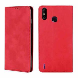 For Infinix Smart 4 X653 Skin Feel Magnetic Horizontal Flip Leather Case with Holder & Card Slots(Red)