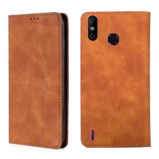 For Infinix Smart 4 X653 Skin Feel Magnetic Horizontal Flip Leather Case with Holder & Card Slots(Light Brown)