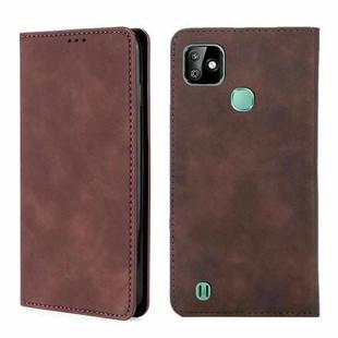 For Infinix Smart HD 2021 X612 Skin Feel Magnetic Horizontal Flip Leather Case with Holder & Card Slots(Dark Brown)