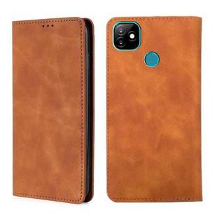 For Infinix Itel Vision 1 Skin Feel Magnetic Horizontal Flip Leather Case with Holder & Card Slots(Light Brown)