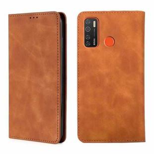 For Tecno Camon 15 CD7 / Camon 15 Air / Spark 5 / Spark 5 Pro KD7 K Skin Feel Magnetic Horizontal Flip Leather Case with Holder & Card Slots(Light Brown)