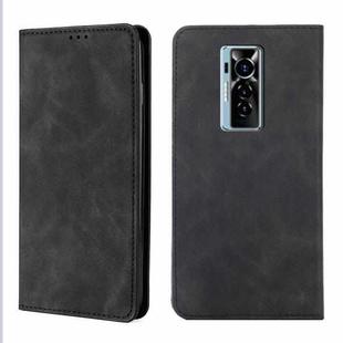 For Tecno Phantom X Skin Feel Magnetic Horizontal Flip Leather Case with Holder & Card Slots(Black)