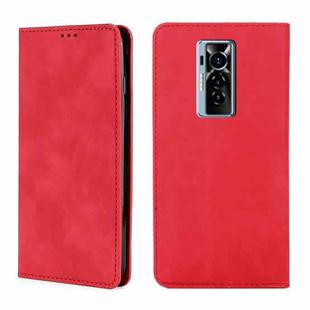 For Tecno Phantom X Skin Feel Magnetic Horizontal Flip Leather Case with Holder & Card Slots(Red)