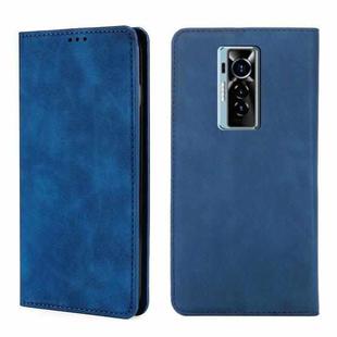 For Tecno Phantom X Skin Feel Magnetic Horizontal Flip Leather Case with Holder & Card Slots(Blue)